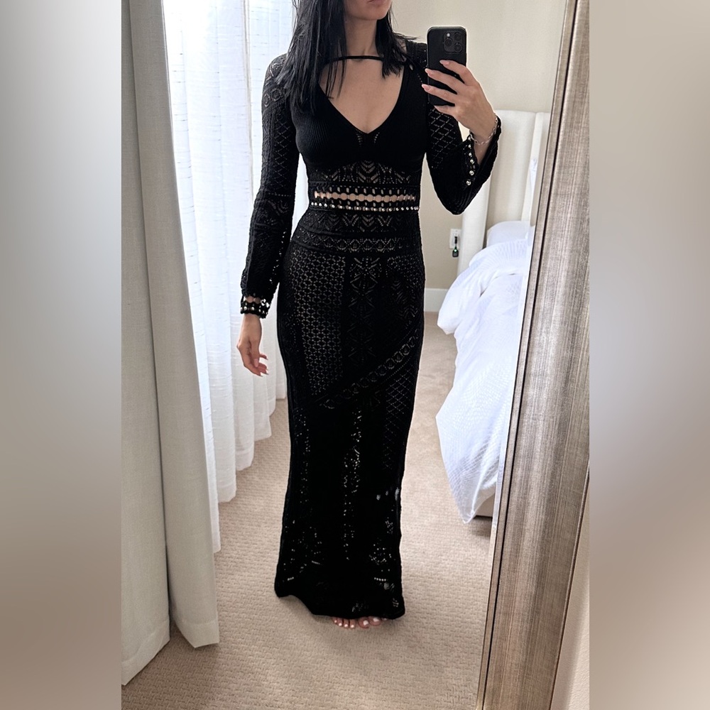 Elegant Black Lace Maxi Dress